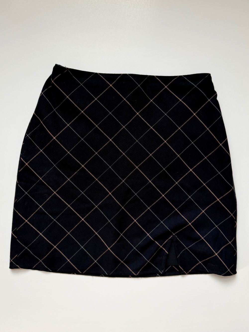 Abercrombie & Fitch Black Plaid Checkered Lined Mini Skirt Side Slit Size XS
